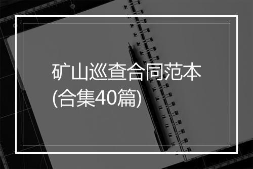矿山巡查合同范本(合集40篇)