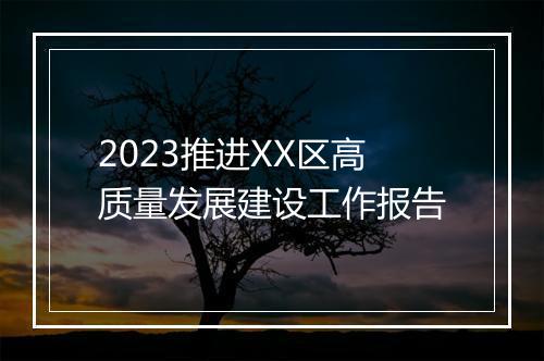 2023推进XX区高质量发展建设工作报告
