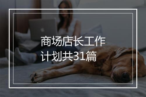 商场店长工作计划共31篇