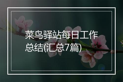 菜鸟驿站每日工作总结(汇总7篇)
