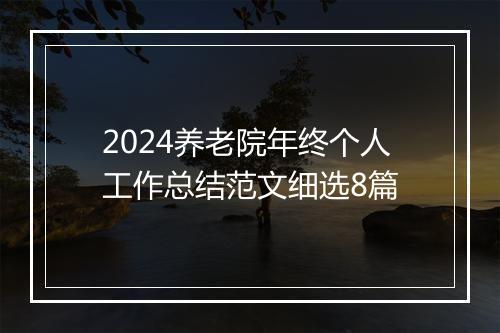 2024养老院年终个人工作总结范文细选8篇