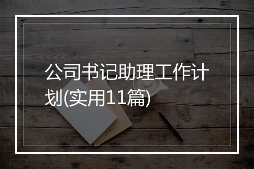 公司书记助理工作计划(实用11篇)