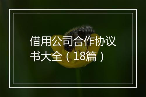 借用公司合作协议书大全（18篇）