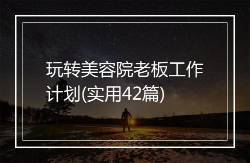 玩转美容院老板工作计划(实用42篇)