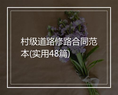 村级道路修路合同范本(实用48篇)