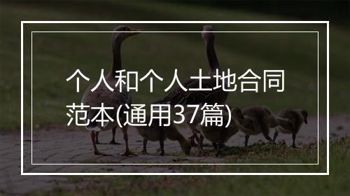 个人和个人土地合同范本(通用37篇)