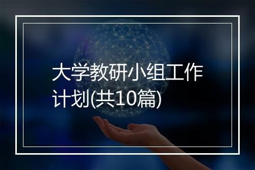 大学教研小组工作计划(共10篇)