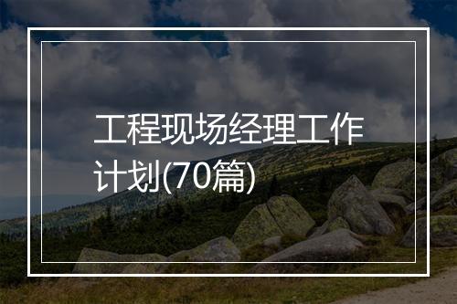 工程现场经理工作计划(70篇)