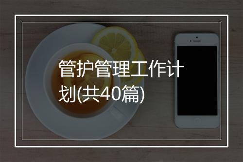 管护管理工作计划(共40篇)