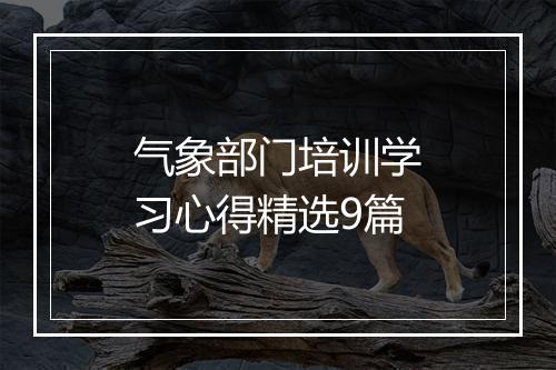 气象部门培训学习心得精选9篇