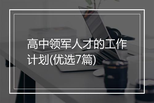 高中领军人才的工作计划(优选7篇)