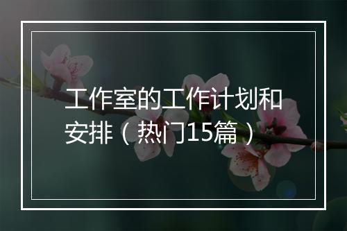 工作室的工作计划和安排（热门15篇）