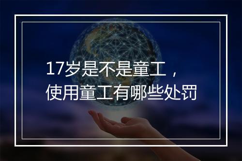 17岁是不是童工，使用童工有哪些处罚