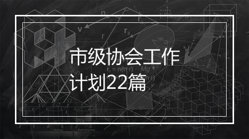 市级协会工作计划22篇