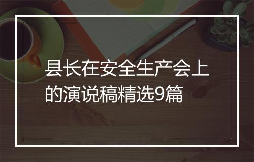 县长在安全生产会上的演说稿精选9篇