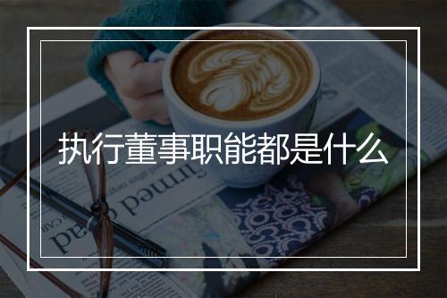 执行董事职能都是什么