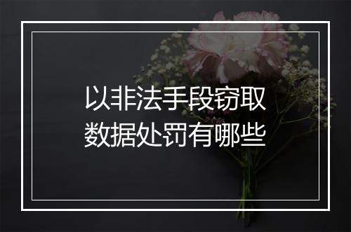 以非法手段窃取数据处罚有哪些