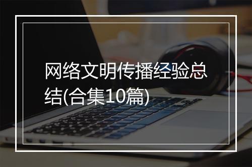 网络文明传播经验总结(合集10篇)