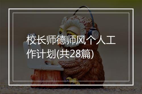 校长师德师风个人工作计划(共28篇)