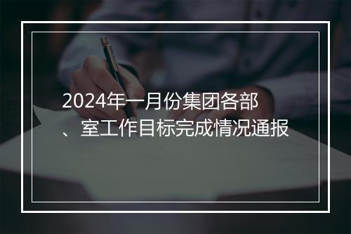 2024年一月份集团各部、室工作目标完成情况通报