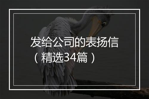 发给公司的表扬信（精选34篇）
