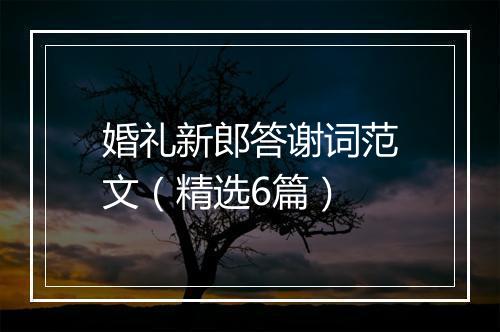 婚礼新郎答谢词范文（精选6篇）