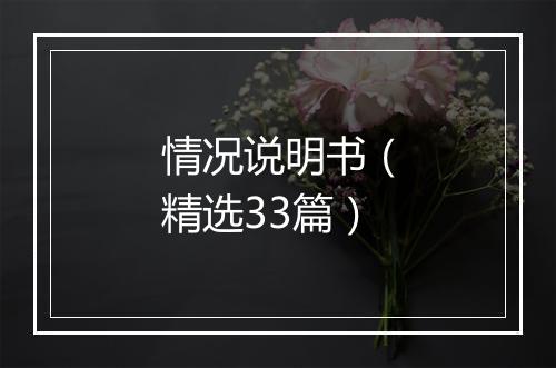 情况说明书（精选33篇）