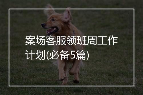 案场客服领班周工作计划(必备5篇)