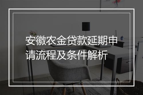 安徽农金贷款延期申请流程及条件解析