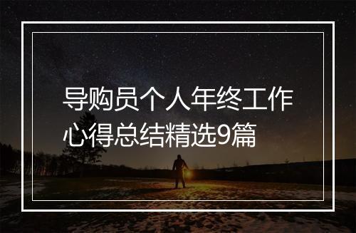 导购员个人年终工作心得总结精选9篇