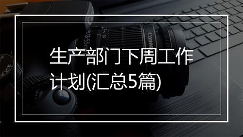 生产部门下周工作计划(汇总5篇)