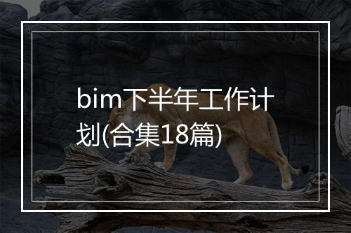 bim下半年工作计划(合集18篇)