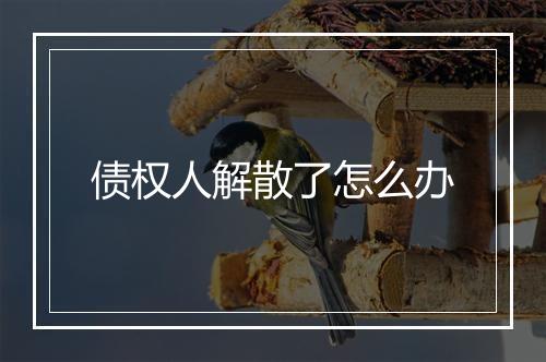 债权人解散了怎么办