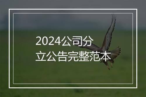 2024公司分立公告完整范本