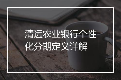 清远农业银行个性化分期定义详解