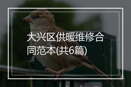 大兴区供暖维修合同范本(共6篇)