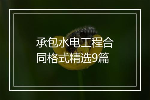承包水电工程合同格式精选9篇