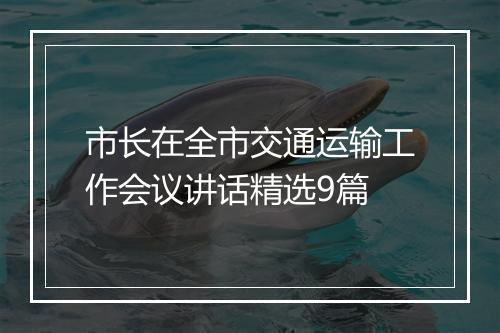 市长在全市交通运输工作会议讲话精选9篇