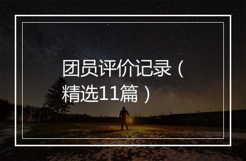 团员评价记录（精选11篇）