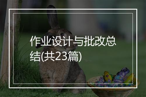 作业设计与批改总结(共23篇)