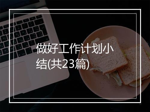 做好工作计划小结(共23篇)
