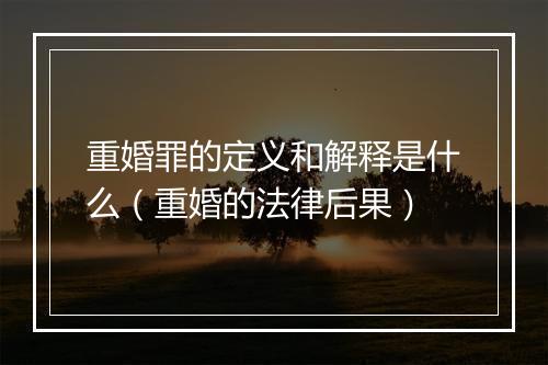 重婚罪的定义和解释是什么（重婚的法律后果）