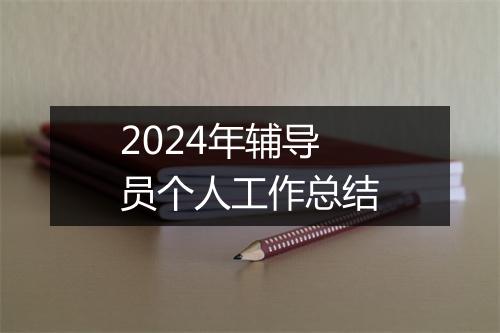 2024年辅导员个人工作总结