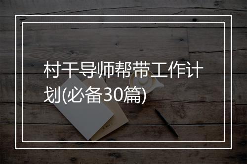 村干导师帮带工作计划(必备30篇)