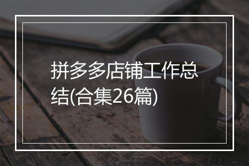 拼多多店铺工作总结(合集26篇)