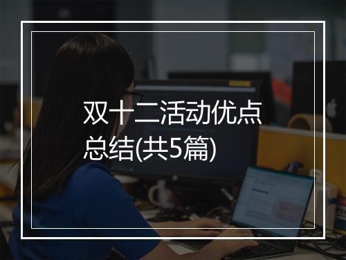 双十二活动优点总结(共5篇)