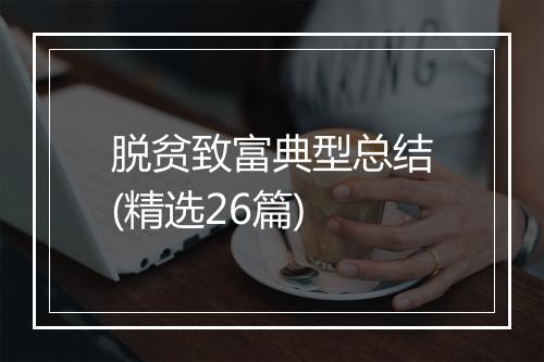 脱贫致富典型总结(精选26篇)