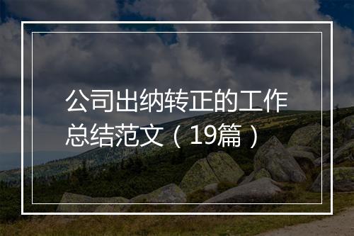 公司出纳转正的工作总结范文（19篇）