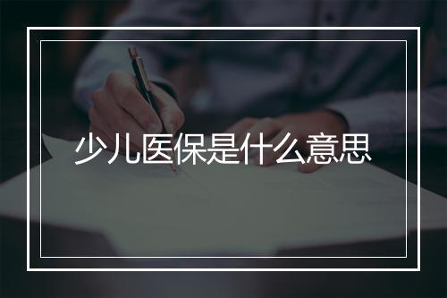少儿医保是什么意思