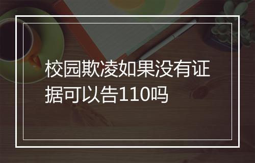 校园欺凌如果没有证据可以告110吗